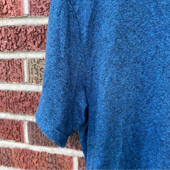 Express Heathered Blue Crewneck Slim Stretch Short Sleeve Tee Shirt - Picture 3 of 3